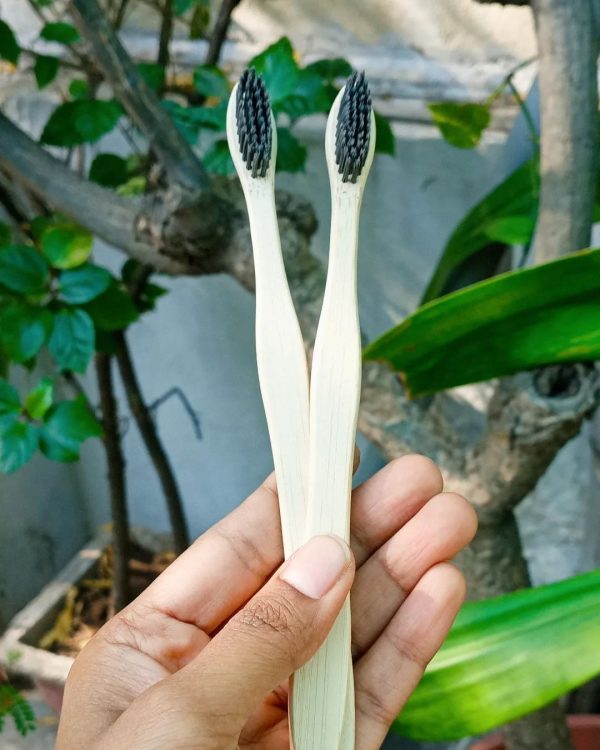 Bamboo Toothbrush with Charcoal Infused Bristles (Adult - Pack of 2) - Image 2